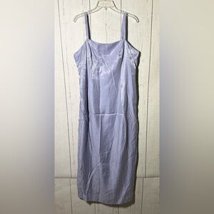 ALEX EVENINGS Vintage Formal Lavender Periwinkle Satin Maxi Gown Dress Size 16